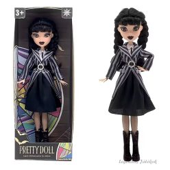 Wednesday Addams baba csíkos ruhában 26 cm
