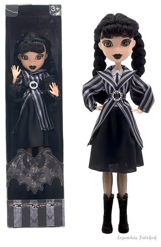 Wednesday Addams family baba csíkos ruhában 26 cm