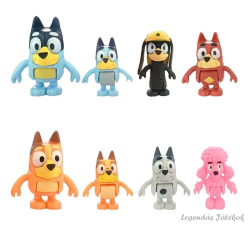 8 db-os Bluey kutya jellegű figura szett
