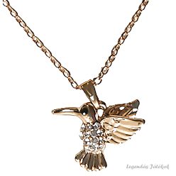   Arany színű fém bizsu nyaklánc stasszos kolibri medállal