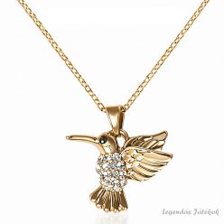   Arany színű fém bizsu nyaklánc stasszos kolibri medállal