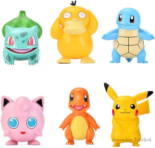 6 db-os Pokemon jellegű figura szett