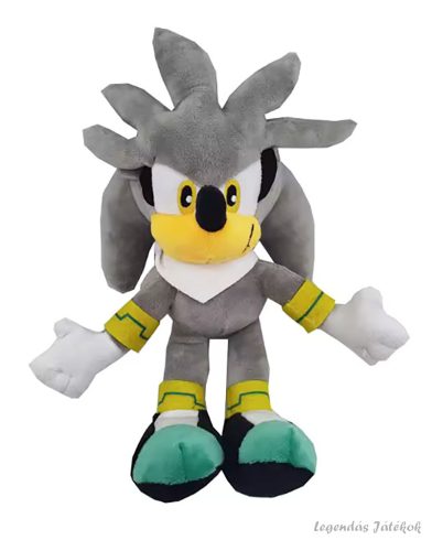 Szürke Silver Sonic jellegű plüss akasztóval 14 cm