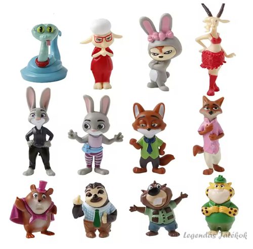 12 db-os Zootropolis jellegű figura szett új verzió