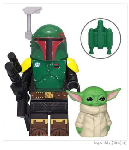 Star Wars - Boba fett és Baby Yoda Grogu jellegű mini figura