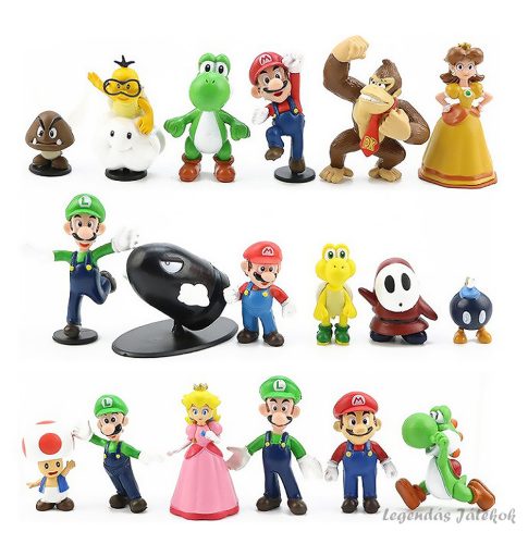 18 db-os Super Mario jellegű figura szett