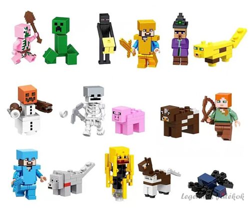 16 db-os Minecraft mini figura szett