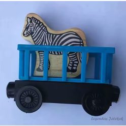   Thomas és barátai jellegű mágneses fa vonat mozdony - Zebra szállító kocsi