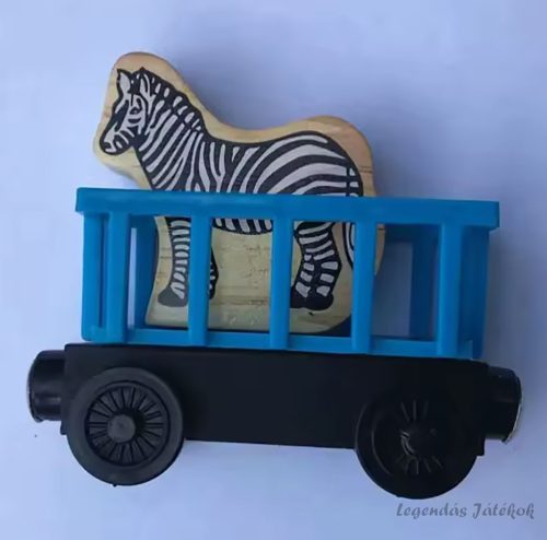 Thomas és barátai jellegű mágneses fa vonat mozdony - Zebra szállító kocsi