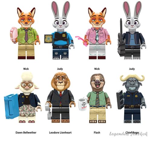 8 db-os Zootropolis jellegű mini figura szett