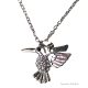 Ezüst színű fém bizsu nyaklánc strasszos kolibri medállal
