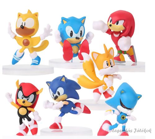 7 db-os Sonic a sündisznó figura szett talapzaton