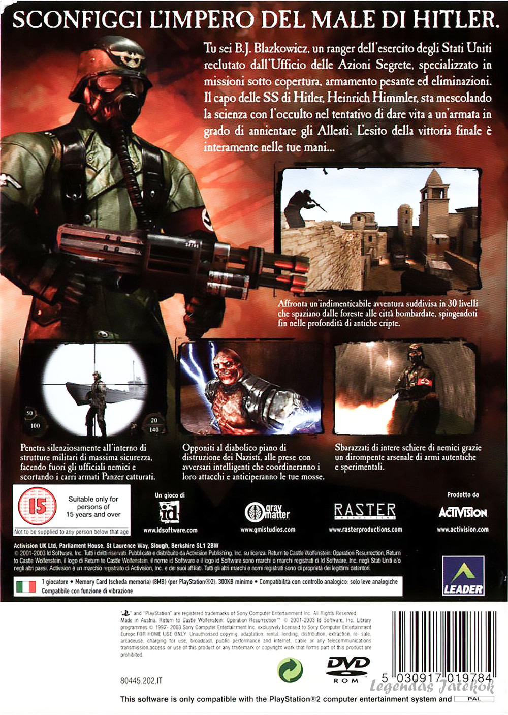 Return to Castle Wolfenstein - Operation Resurrection Ps2 játék PAL (használt)