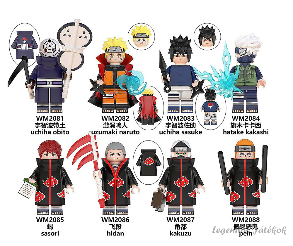8 db-os Naruto mini figura alap szett